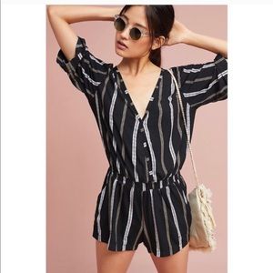 Anthropologie Beachgold Striped Ancona Romper (M)